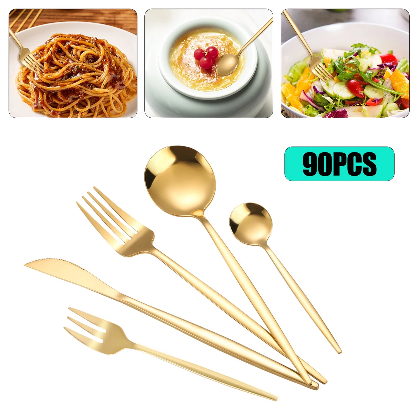 Gold Stainless Steel Tableware Set