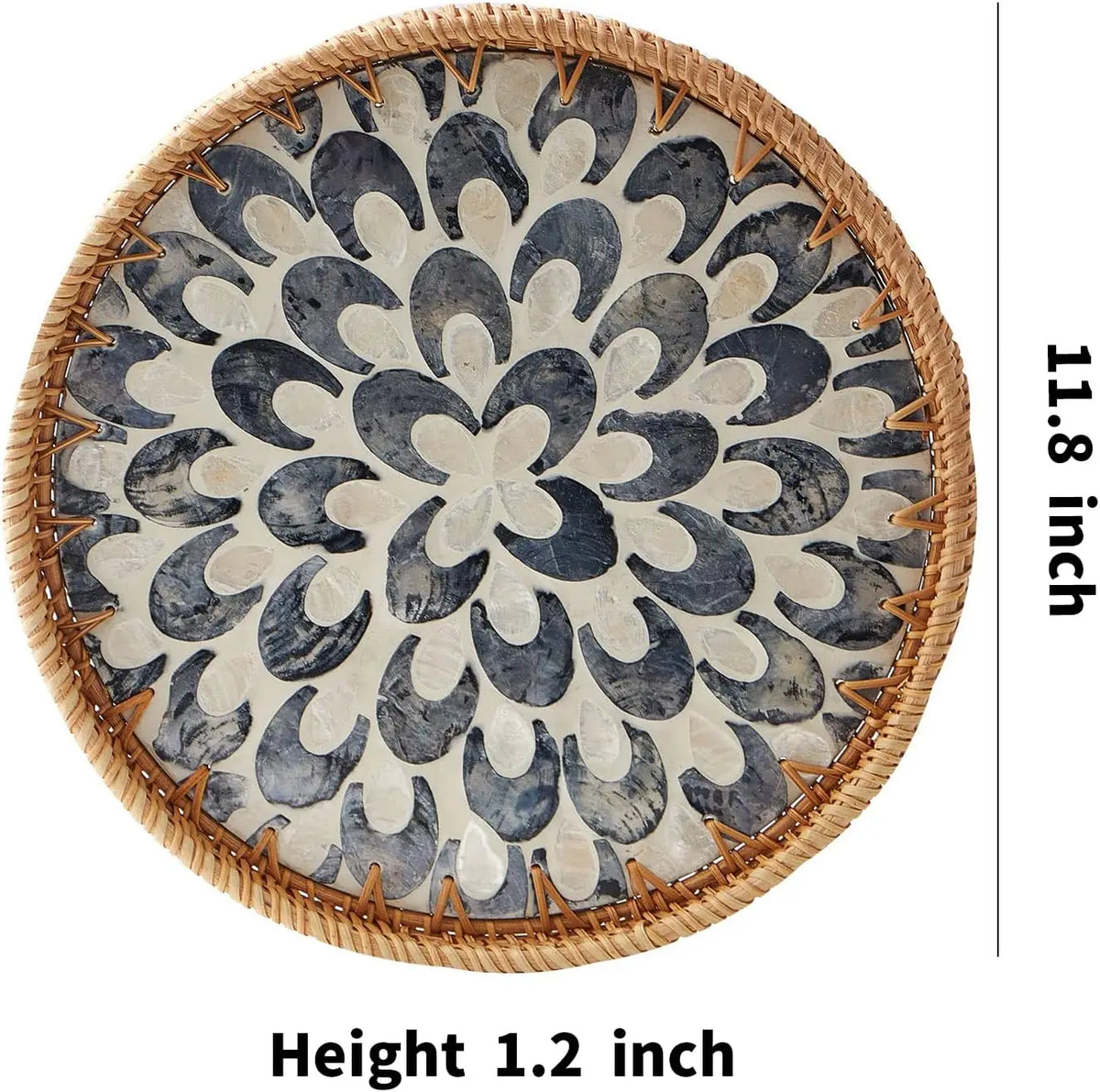 Coastal Pearl Rattan Serving Tray