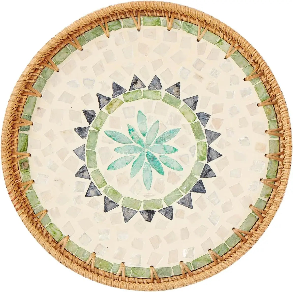 Coastal Pearl Rattan Serving Tray