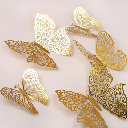 12 Piece 3D Butterfly Wall Decor Set – Gold Decorative Wall Stickers for Home and Room Decoration