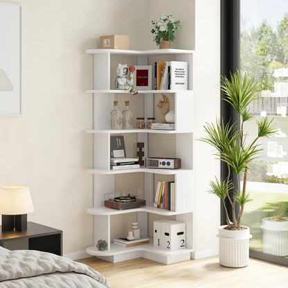 Space Saving Corner Bookshelf – Multi Tier Storage Shelf for Living Room, Bedroom or Home Office