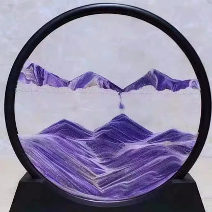 3D Hourglass Quicksand Moving Sand Art Picture Round Glass Deep Sea Sandscape