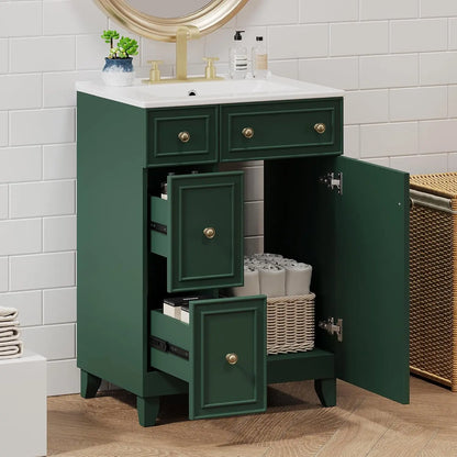 24" Floating Bathroom Vanity with Undermount Sink – Modern Soft-Close Wall Mount Cabinet with Storage
