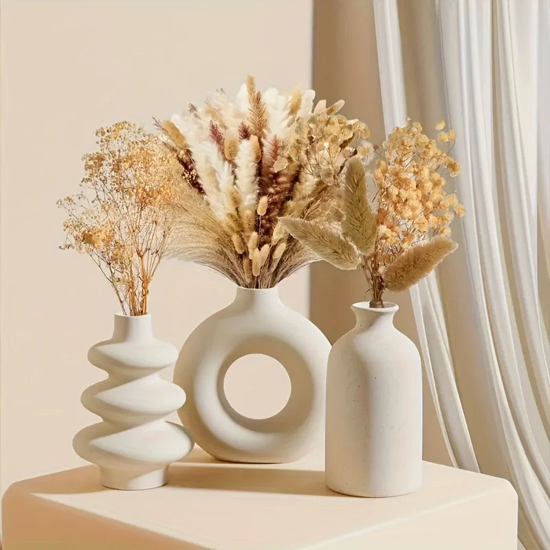 Gulf Sands White Ceramic Vase Trio