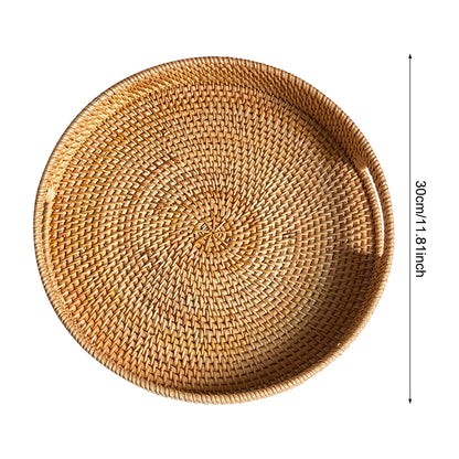Island Morning Round Rattan Tray