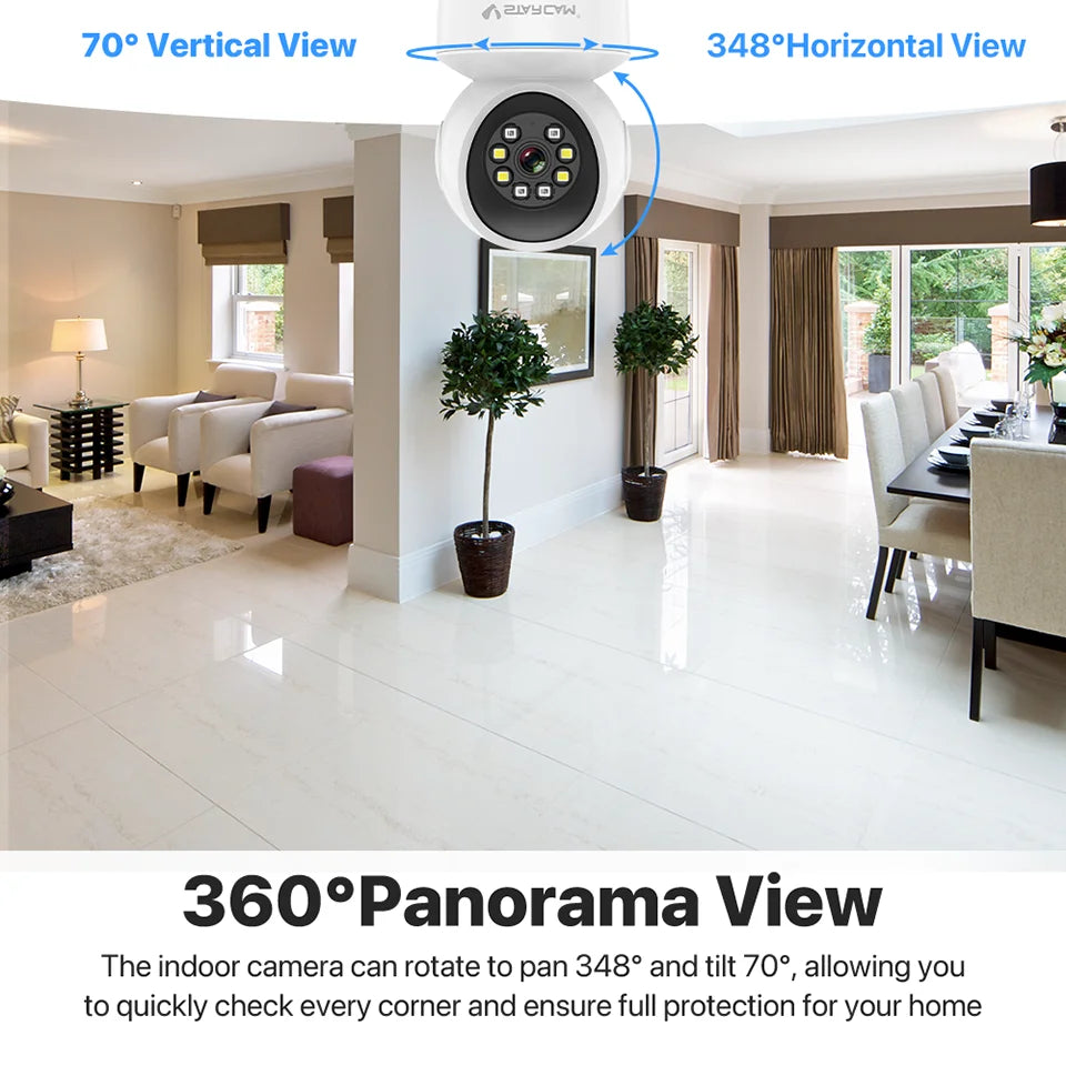 Indoor Security Camera 360° Coverage 2-Way Audio