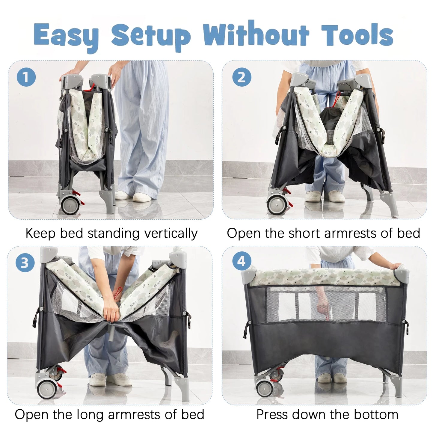 Folding Pack and Play Bassinet – Portable Baby Play yard with Travel-Friendly Design and Easy Setup