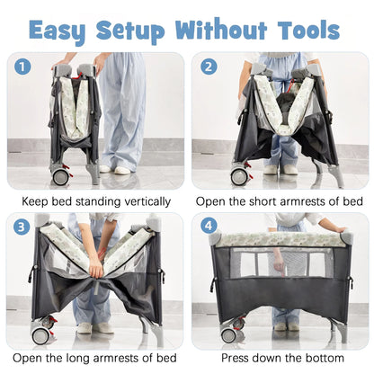Folding Pack and Play Bassinet – Portable Baby Play yard with Travel-Friendly Design and Easy Setup
