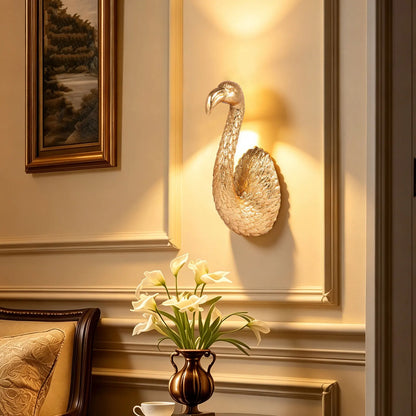 Golden Palm Flamingo Wall Sculpture