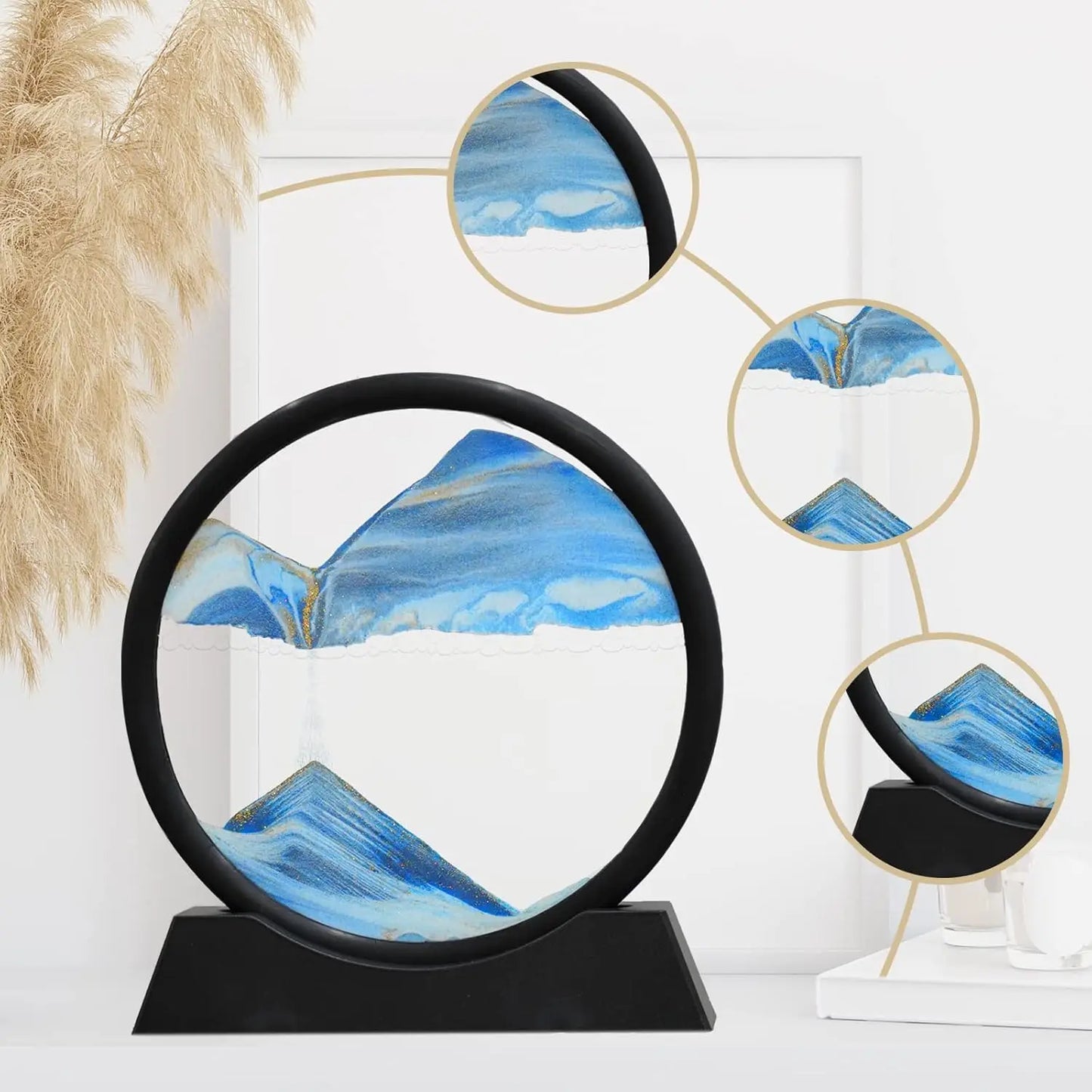 3D Hourglass Quicksand Moving Sand Art Picture Round Glass Deep Sea Sandscape