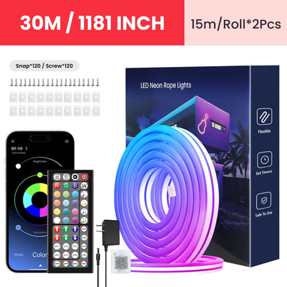 LED Rope Lights Flexible Strip Remote APP