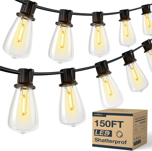 150FT LED Outdoor String Lights Waterproof Dimmable