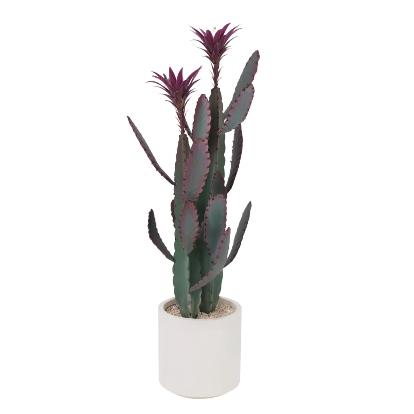 37.8" Artificial Cactus Plant with Purple Flower – UV Resistant Faux Floor Plant for Indoor Outdoor Decor