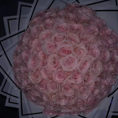 30/50 pcs Glitter Artificial Rose Bouquet
