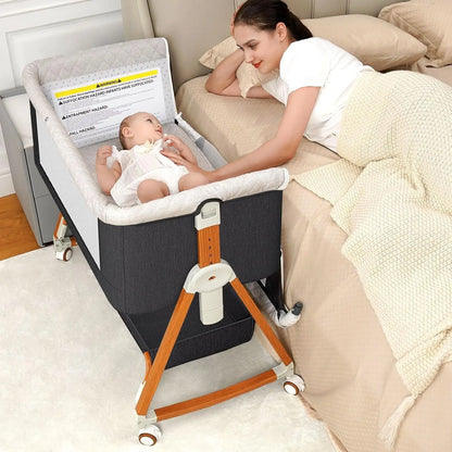 3-in-1 Bedside Bassinet Sleeper – Convertible Baby Crib with Adjustable Height and Portable Folding Design