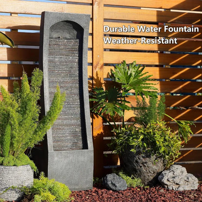 Modern Indoor Outdoor Water Fountain – LED Lighted Floor Water Feature with Cascading Design