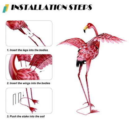 Metal Flamingo Yard Decorations – Outdoor Lawn Sculptures for Garden, Patio & Backyard Decor