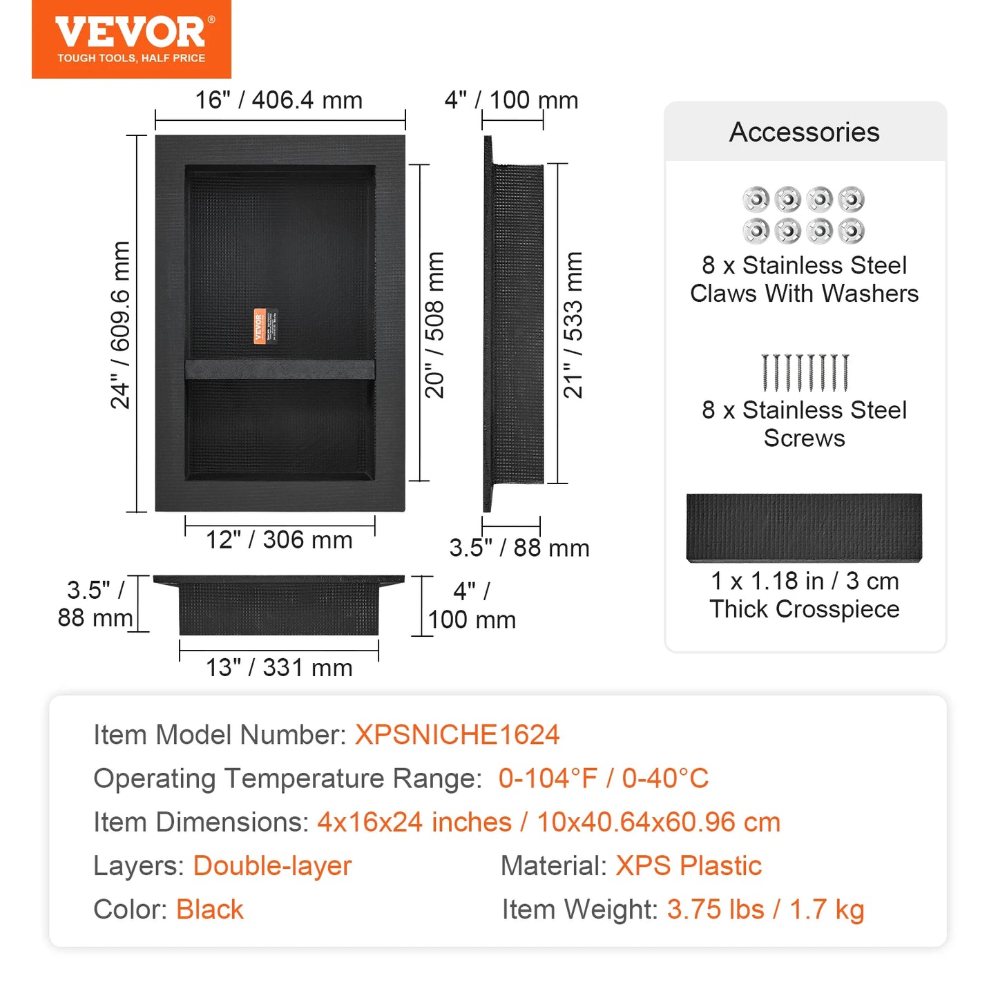 Shower Niche Recessed Shelf
