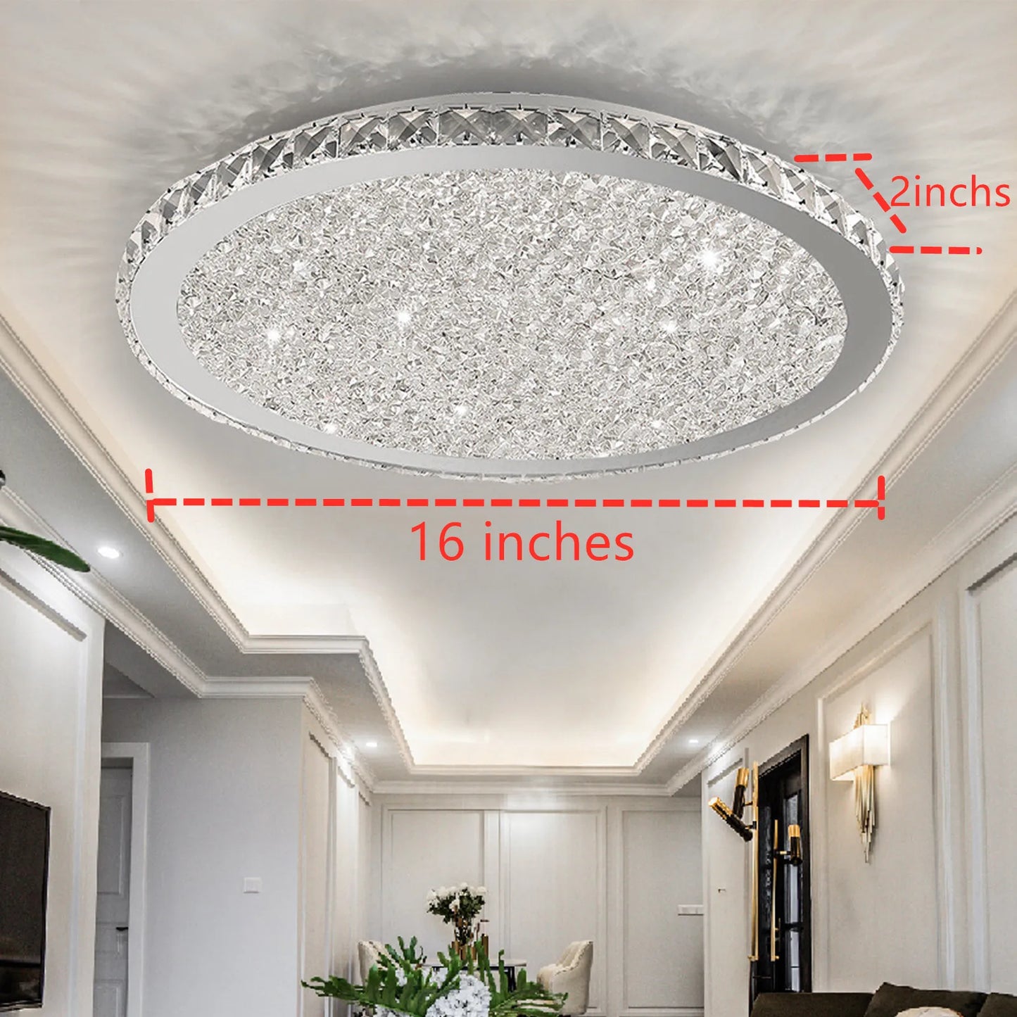 16" Modern Crystal Ceiling Light Pendant Chandelier