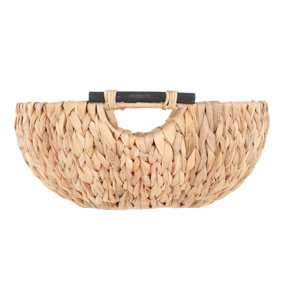 Basket Bowl Rattan Woven Fruit Plate with Handle