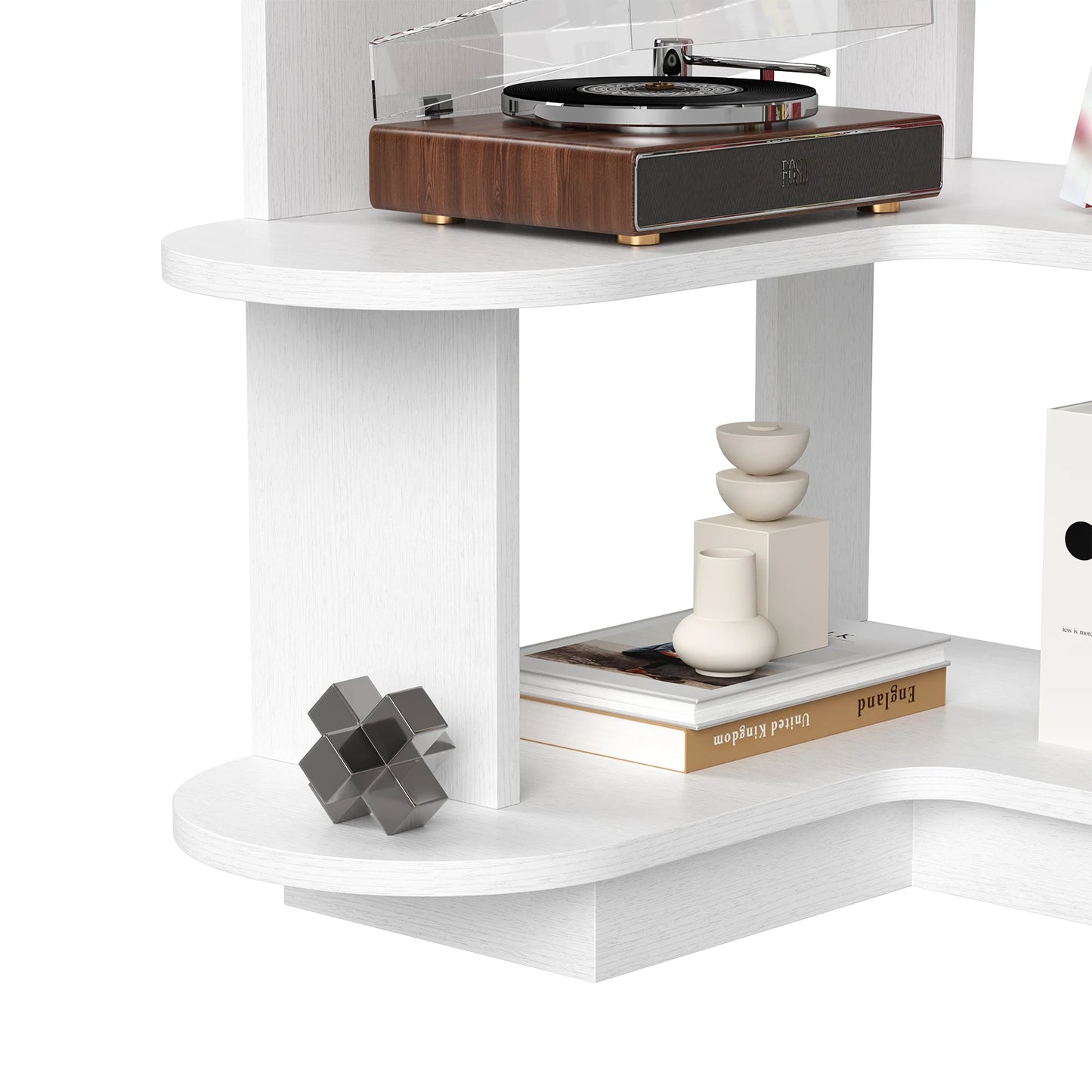 Space Saving Corner Bookshelf – Multi Tier Storage Shelf for Living Room, Bedroom or Home Office