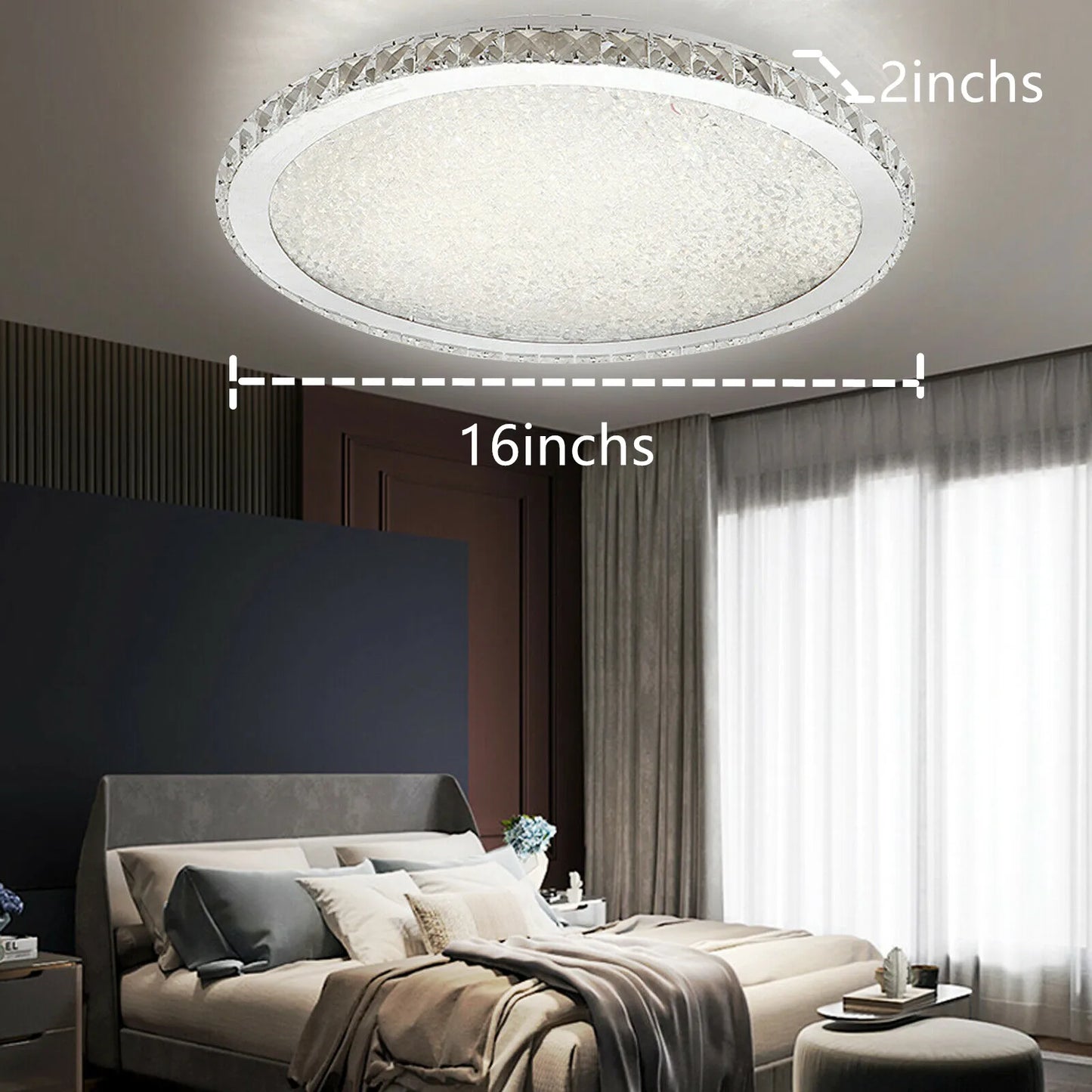 16" Modern Crystal Ceiling Light Pendant Chandelier