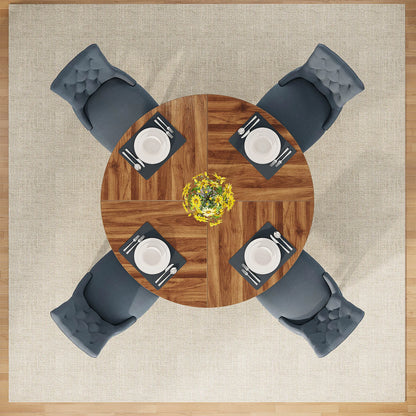 Round Farmhouse Dining Table – Rustic Kitchen Dinette Table for Small Space Dining & Everyday Meals