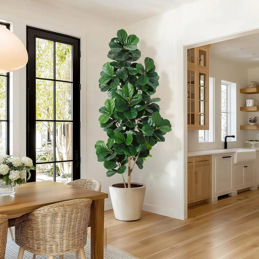 Artificial Fiddle Leaf Fig Tree (4–7 FT) – Lifelike Faux Indoor Floor Plant with Pot for Home & Living Room Decor
