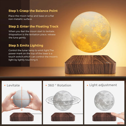 16 Colors Adjustable Brightness Levitating Moon Lamp with Remote Control