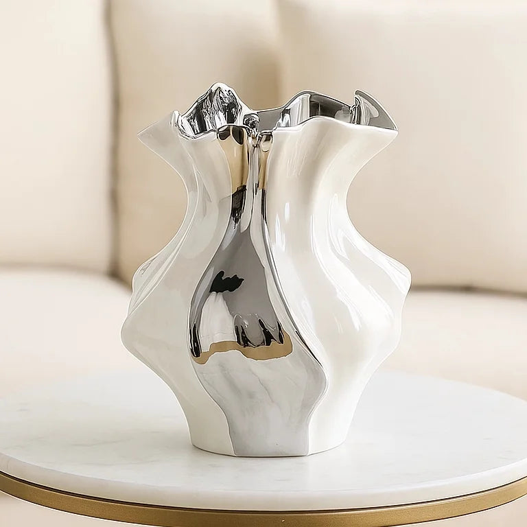 Whitecap Wave Ceramic Vase