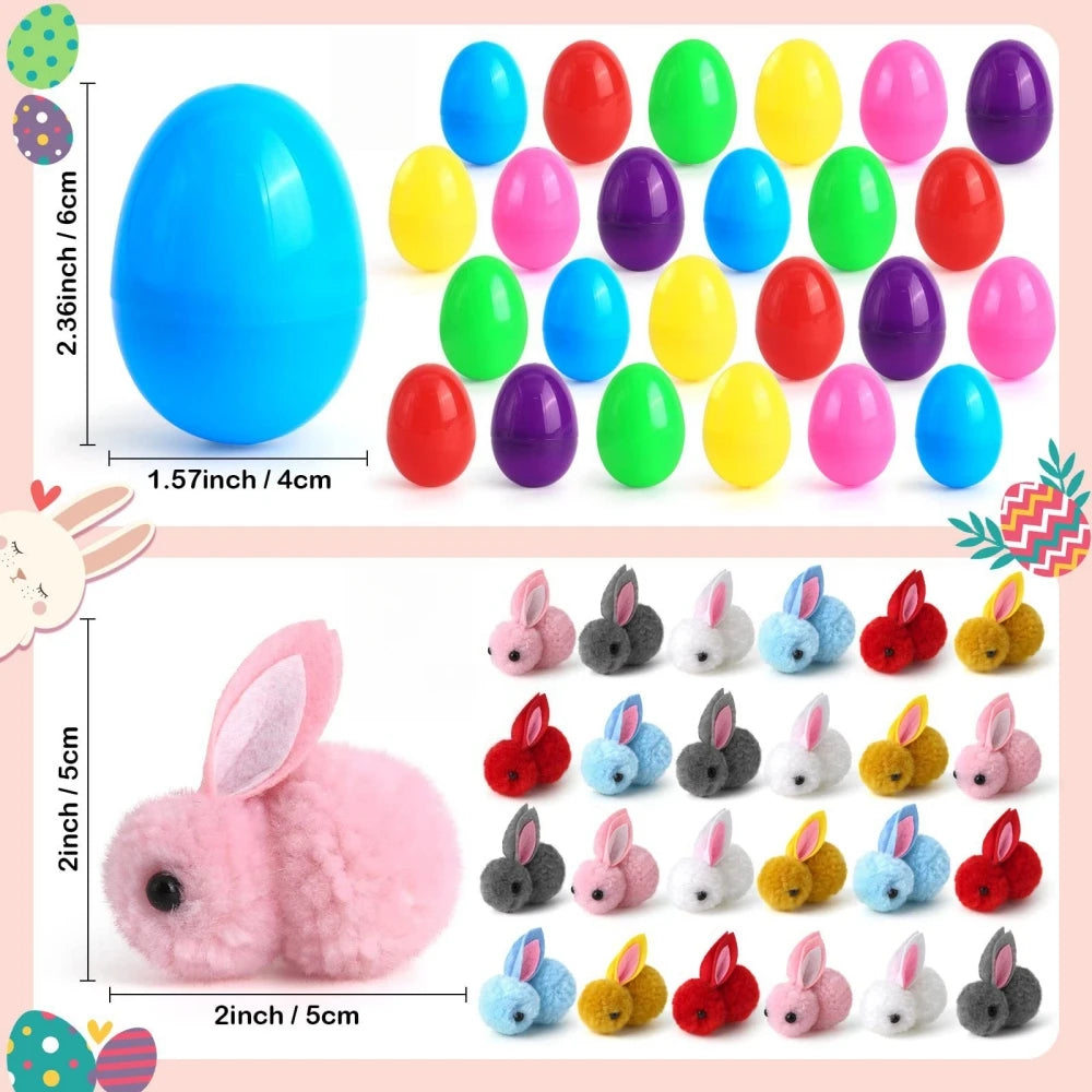 24 Pack Easter Eggs Fillers with Bunny Plush