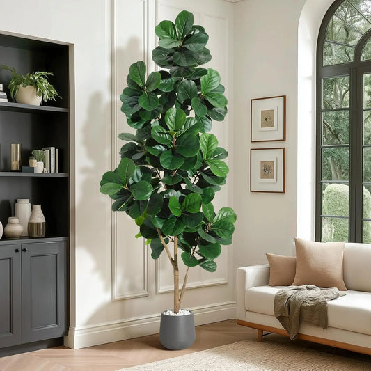 Artificial Fiddle Leaf Fig Tree (4–7 FT) – Lifelike Faux Indoor Floor Plant with Pot for Home & Living Room Decor