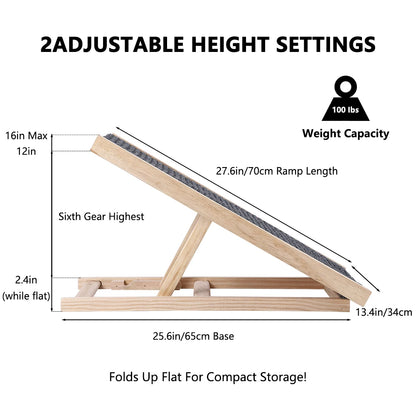 Dog Ramp Natural Pine Lightweight Folding