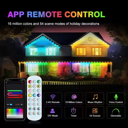 Smart Permanent Outdoor Lights String IP67 Waterproof App Remote Control Music Sync