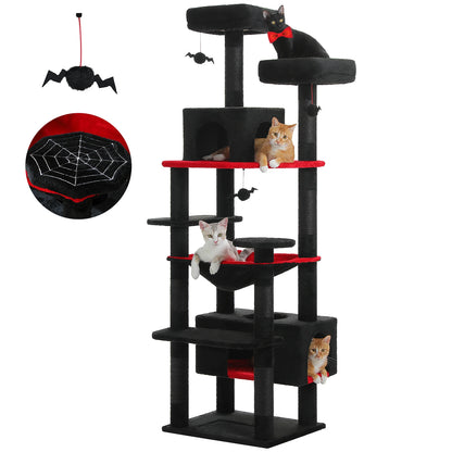 Large Cat Tree Tower with Hammock, Padded Perches & Condos