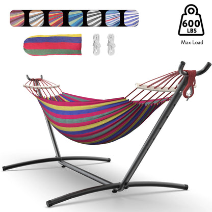 Hammock with Adjustable Stand – Heavy Duty 600lb Capacity Portable Hammock Bed with Storage Bag