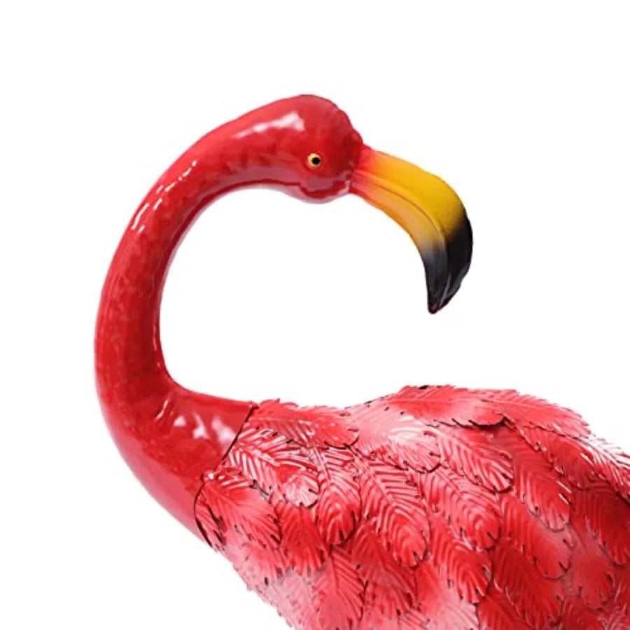 Metal Flamingo Garden Statues 2Pcs Outdoor Yard Art