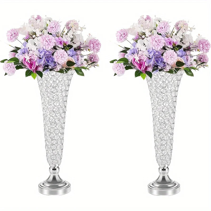 Pc Crystal Trumpet Vase 20 inch High Floral Centerpiece