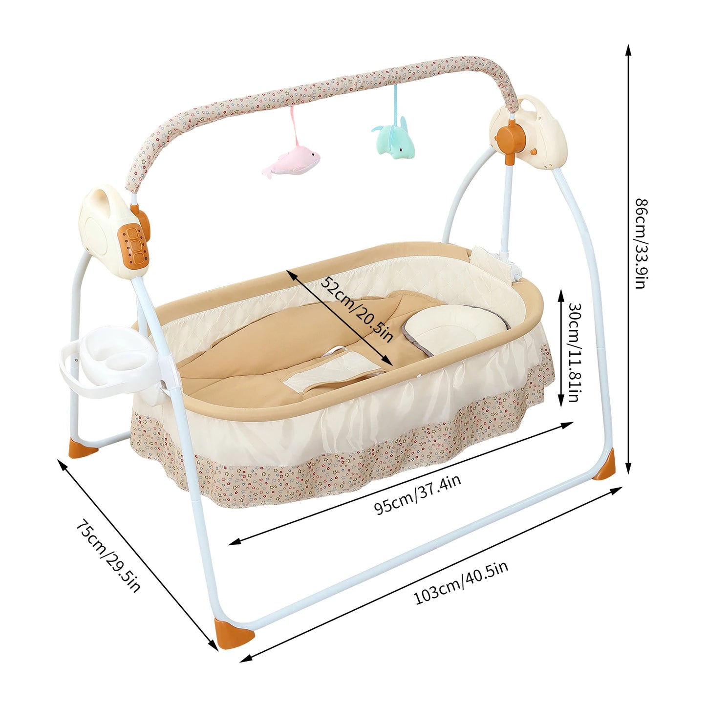Electric Baby Cradle Bassinet – Foldable Adjustable Bedside Sleeper with Automatic Rocking and Portable Design