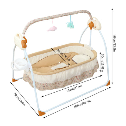 Electric Baby Cradle Bassinet – Foldable Adjustable Bedside Sleeper with Automatic Rocking and Portable Design