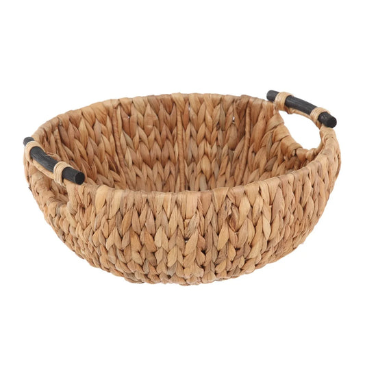 Basket Bowl Rattan Woven Fruit Plate with Handle