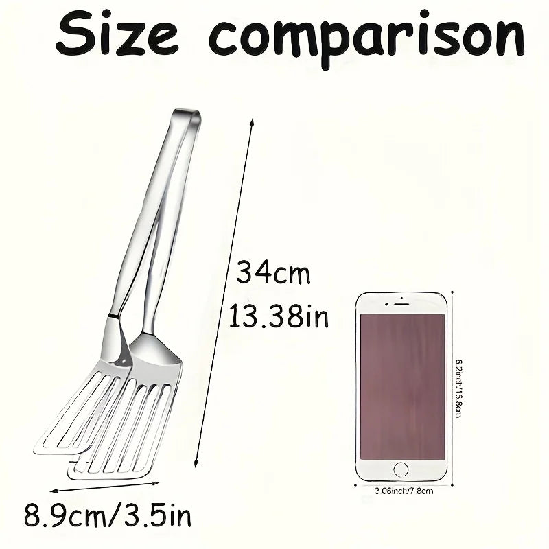 Stainless Steel Steak Tongs – Non Slip Grip BBQ Tongs for Grilling, Flipping and Cooking