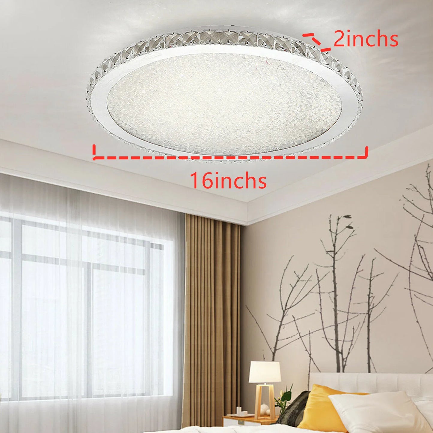 16" Modern Crystal Ceiling Light Pendant Chandelier