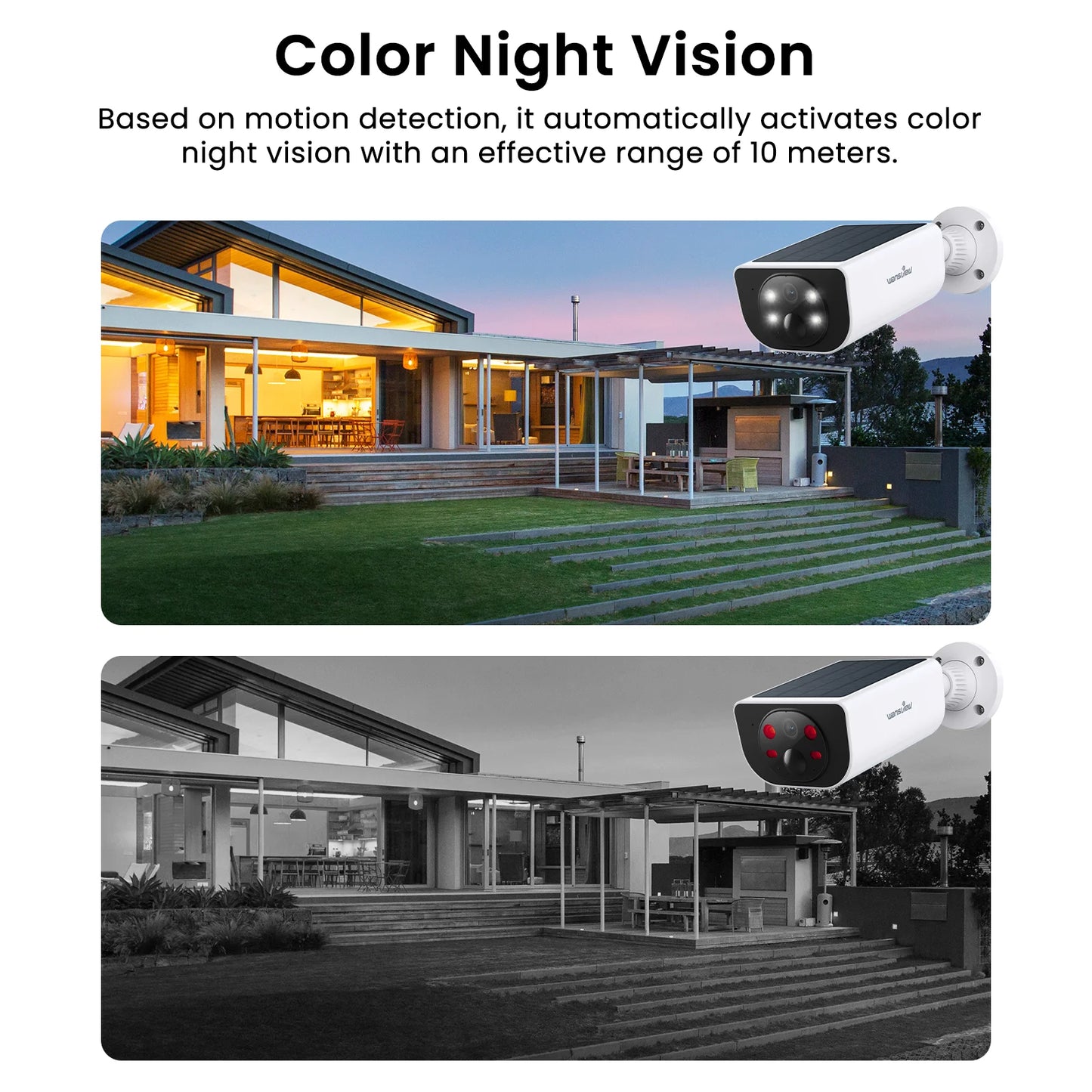 Solar Security Camera with Battery 3MP 2.4G Night Vision