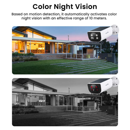 Solar Security Camera with Battery 3MP 2.4G Night Vision