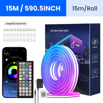LED Rope Lights Flexible Strip Remote APP