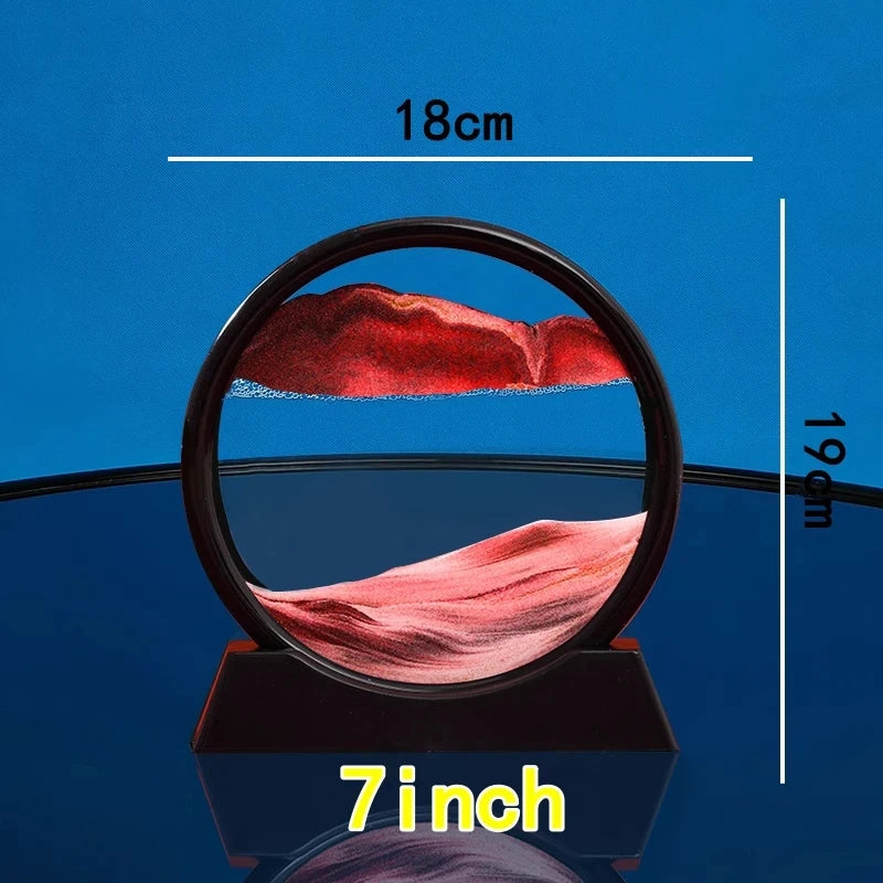 3D Hourglass Quicksand Moving Sand Art Picture Round Glass Deep Sea Sandscape
