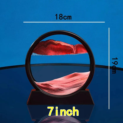3D Hourglass Quicksand Moving Sand Art Picture Round Glass Deep Sea Sandscape