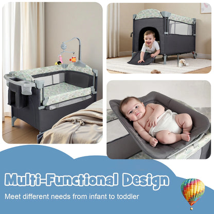 Folding Pack and Play Bassinet – Portable Baby Play yard with Travel-Friendly Design and Easy Setup