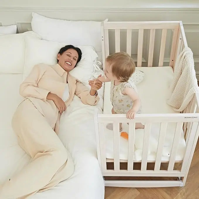 Convertible Crib with Adjustable Height – Baby Crib to Toddler Daybed Nursery Furniture